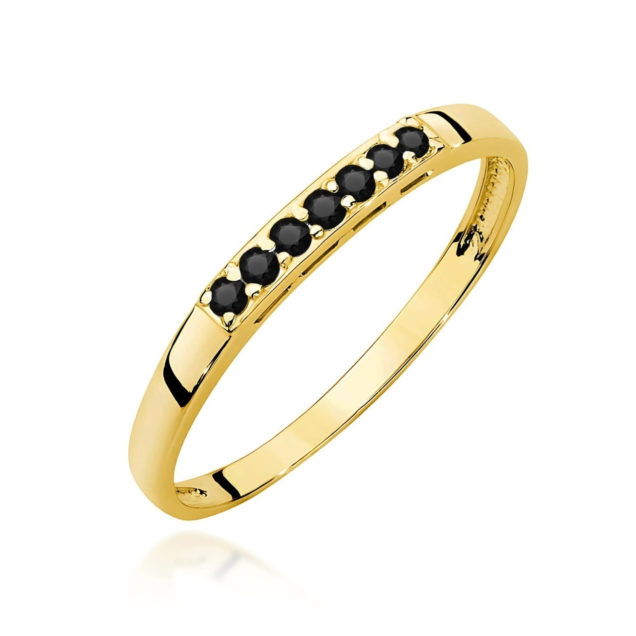 Inel Aur 9K cu Diamante Naturale Negre 0.22 ct