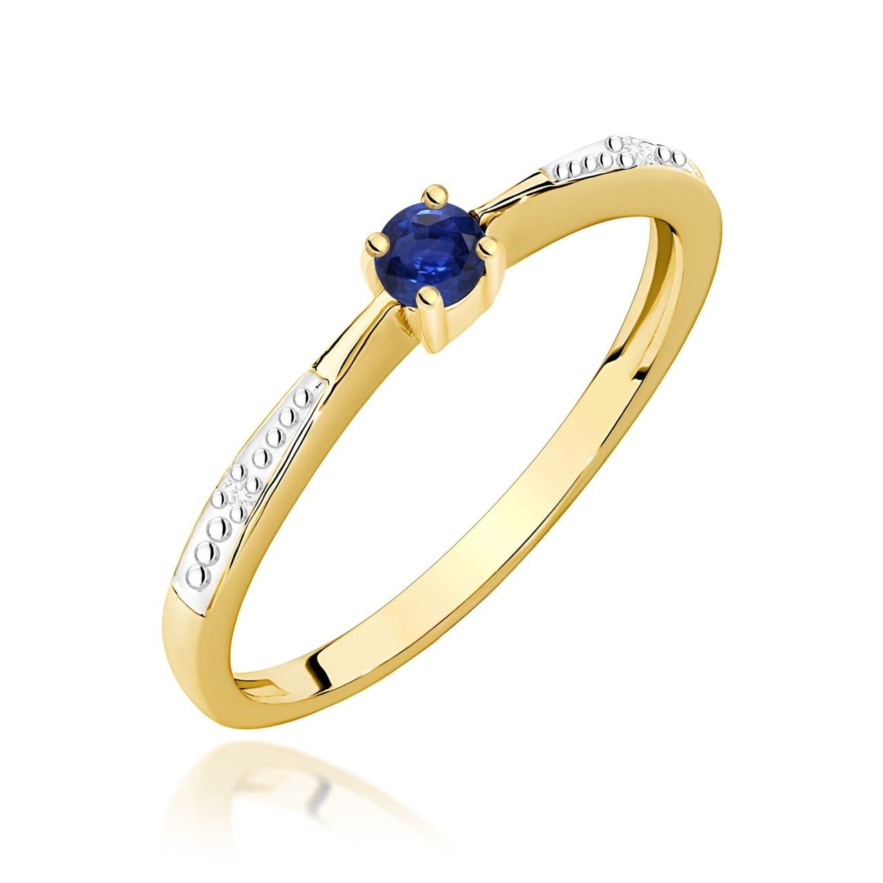 Inel Aur 9K cu Safir 0.15 ct si Diamante Naturale 0.01 ct