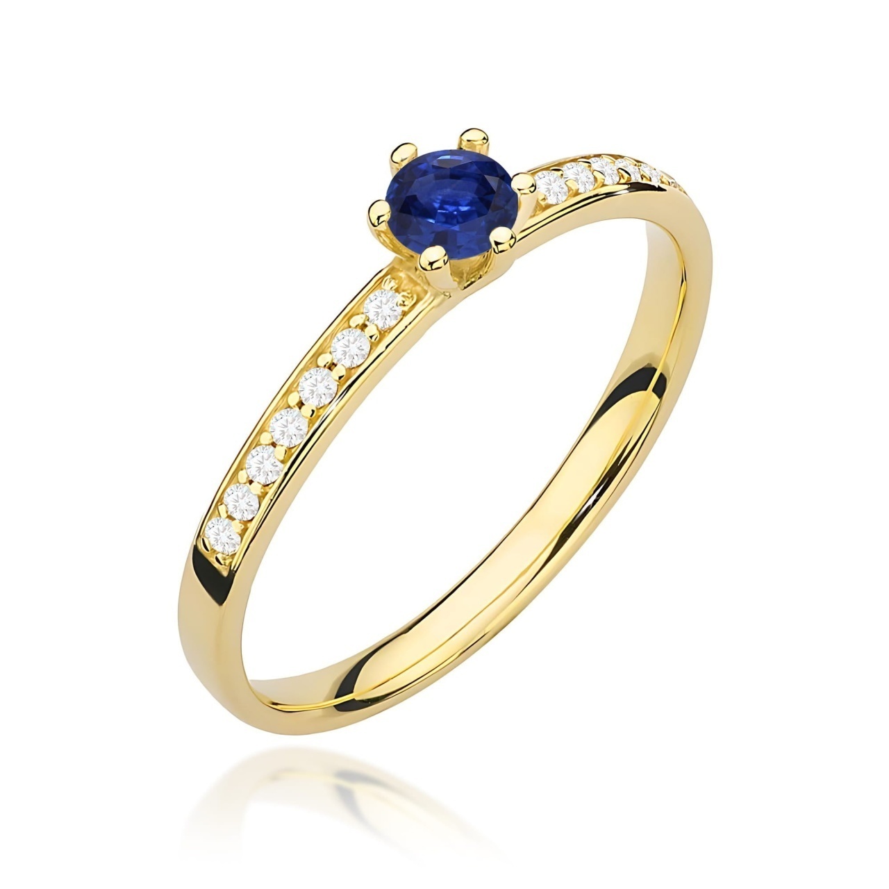 Inel Aur 9K cu Safir 0.15 ct si Diamante Naturale 0.07 ct