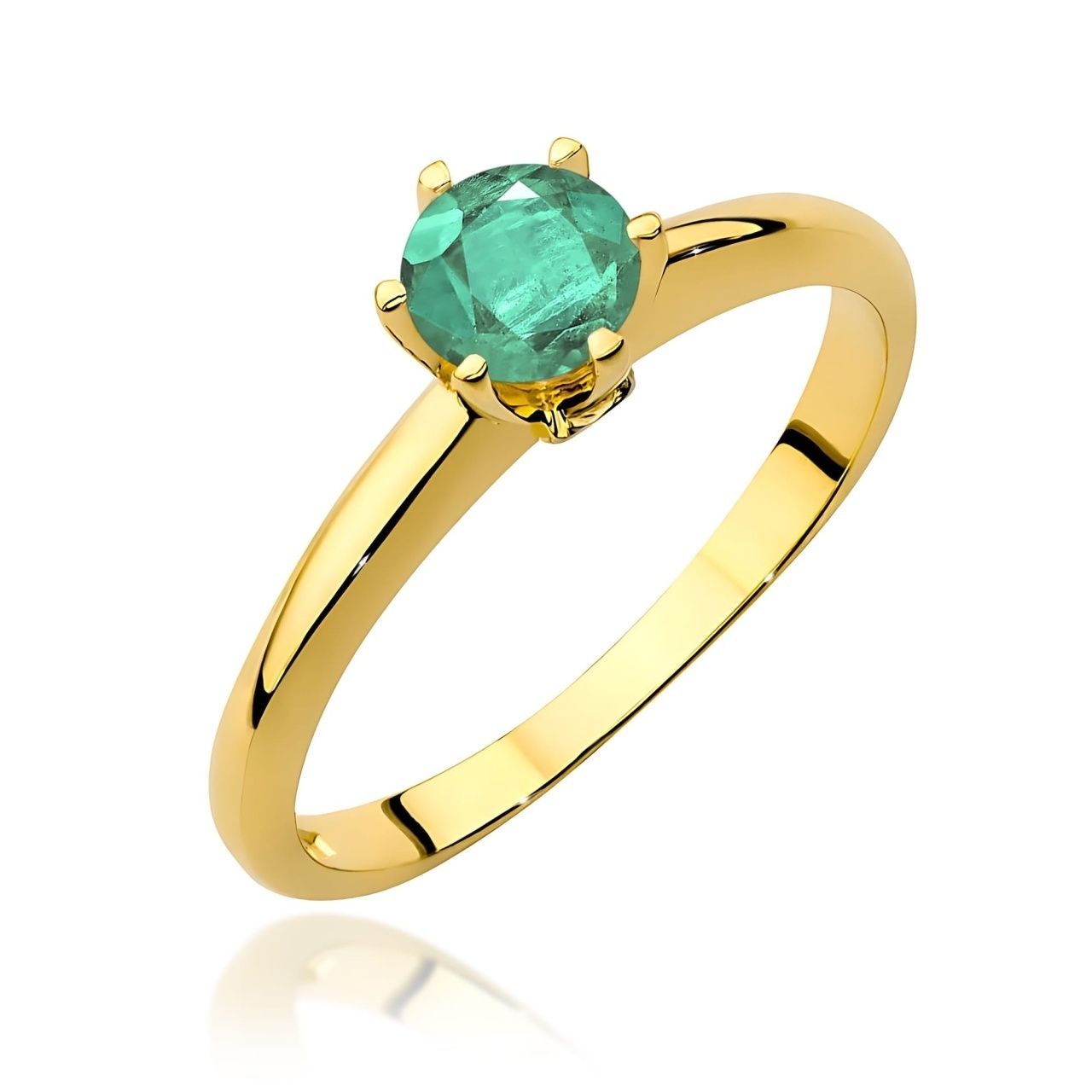 Inel Aur 9K cu Smarald 0.50 ct si Diamante Naturale 0.04 ct