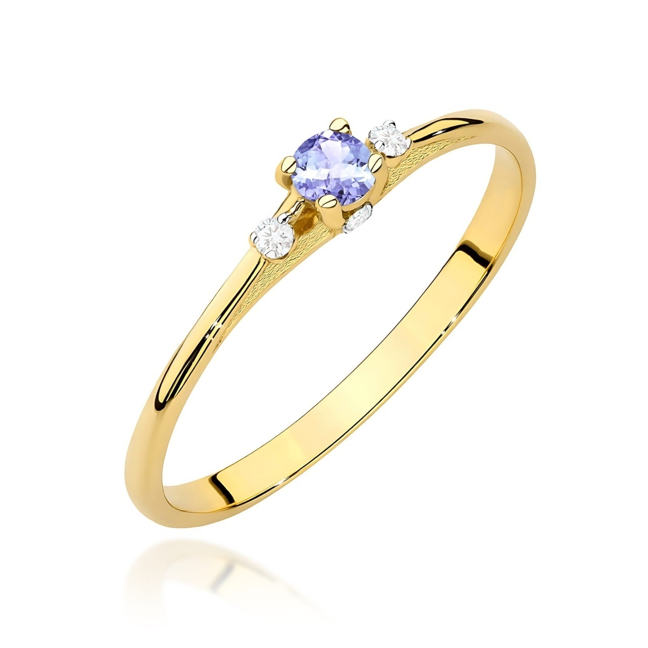 Inel Aur 9K cu Tanzanit 0.15 ct si Diamante Naturale 0.05 ct