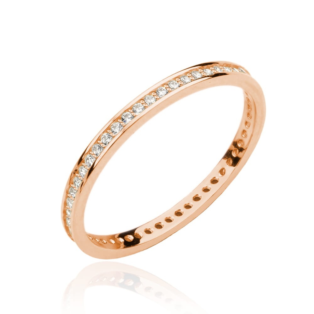 Inel Aur Roz 14k cu Zirconii Albe