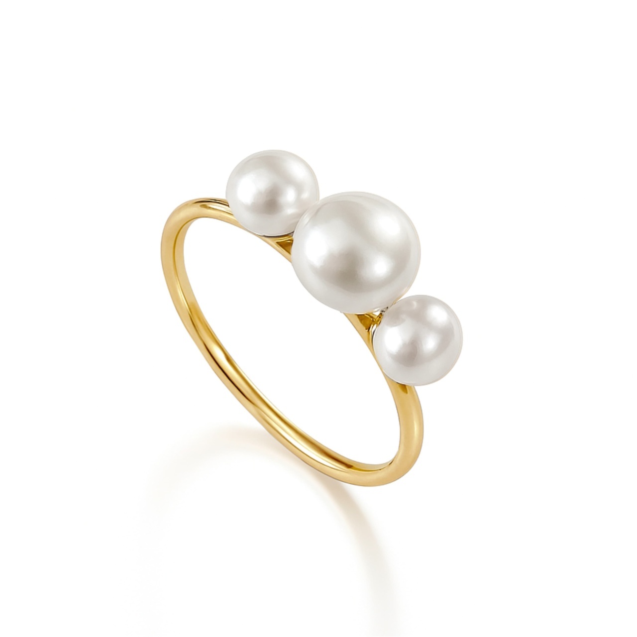 Inel Trio Pearls din AUR 14K și Perle de Cultura