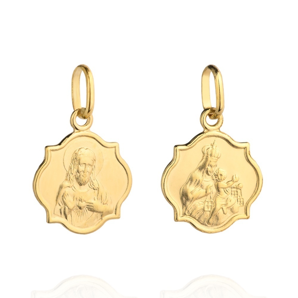 Medalion Aur 14k cu Maica Domnului si Iisus
