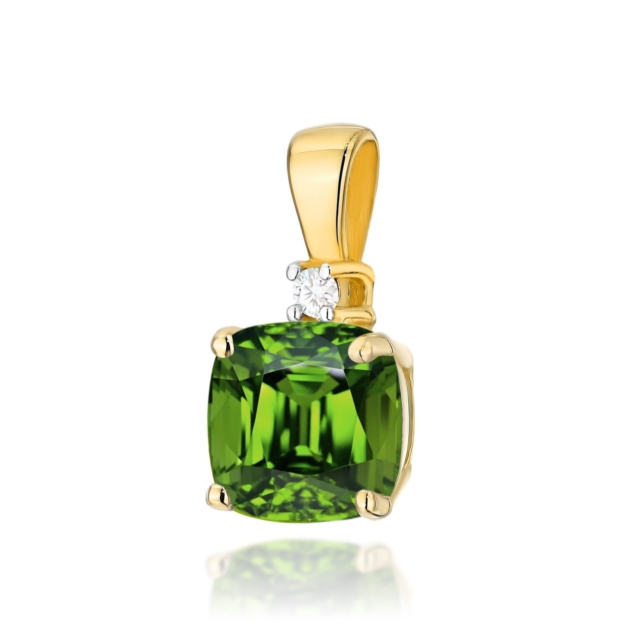Pandantiv Aur 14K cu Peridot 1.00 ct si Diamant Natural 0.01 ct