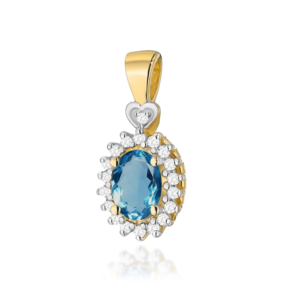 Pandantiv Aur 14K cu Topaz London Blue 0.50 ct si Diamante Naturale 0.10 ct