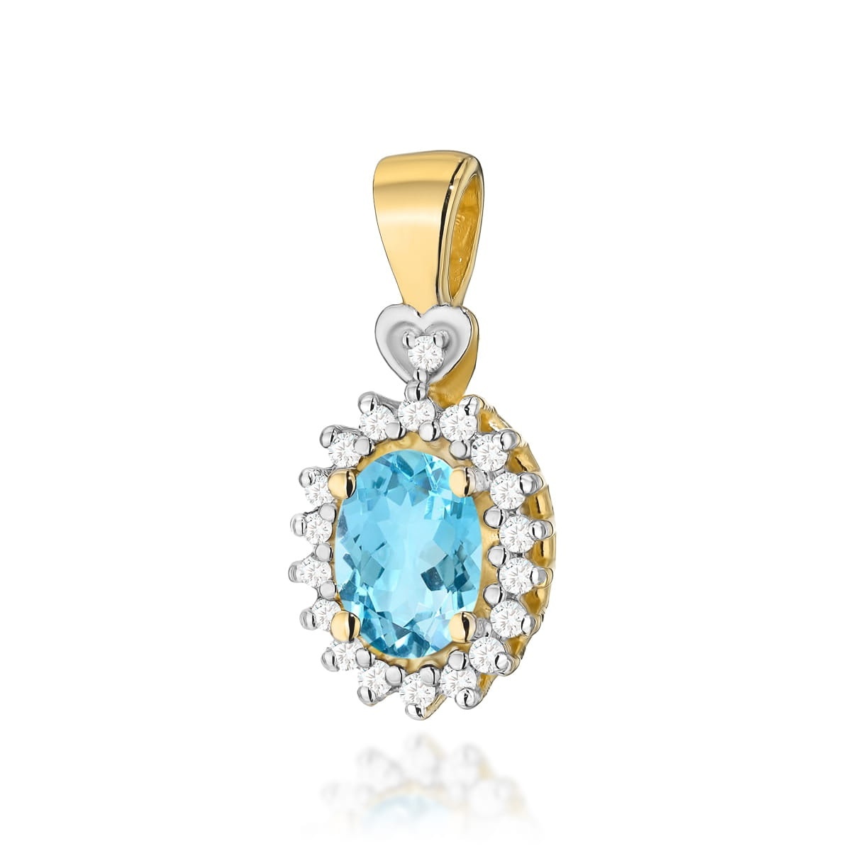 Pandantiv Aur 14K cu Topaz Swiss 0.50 ct si Diamante Naturale 0.10 ct