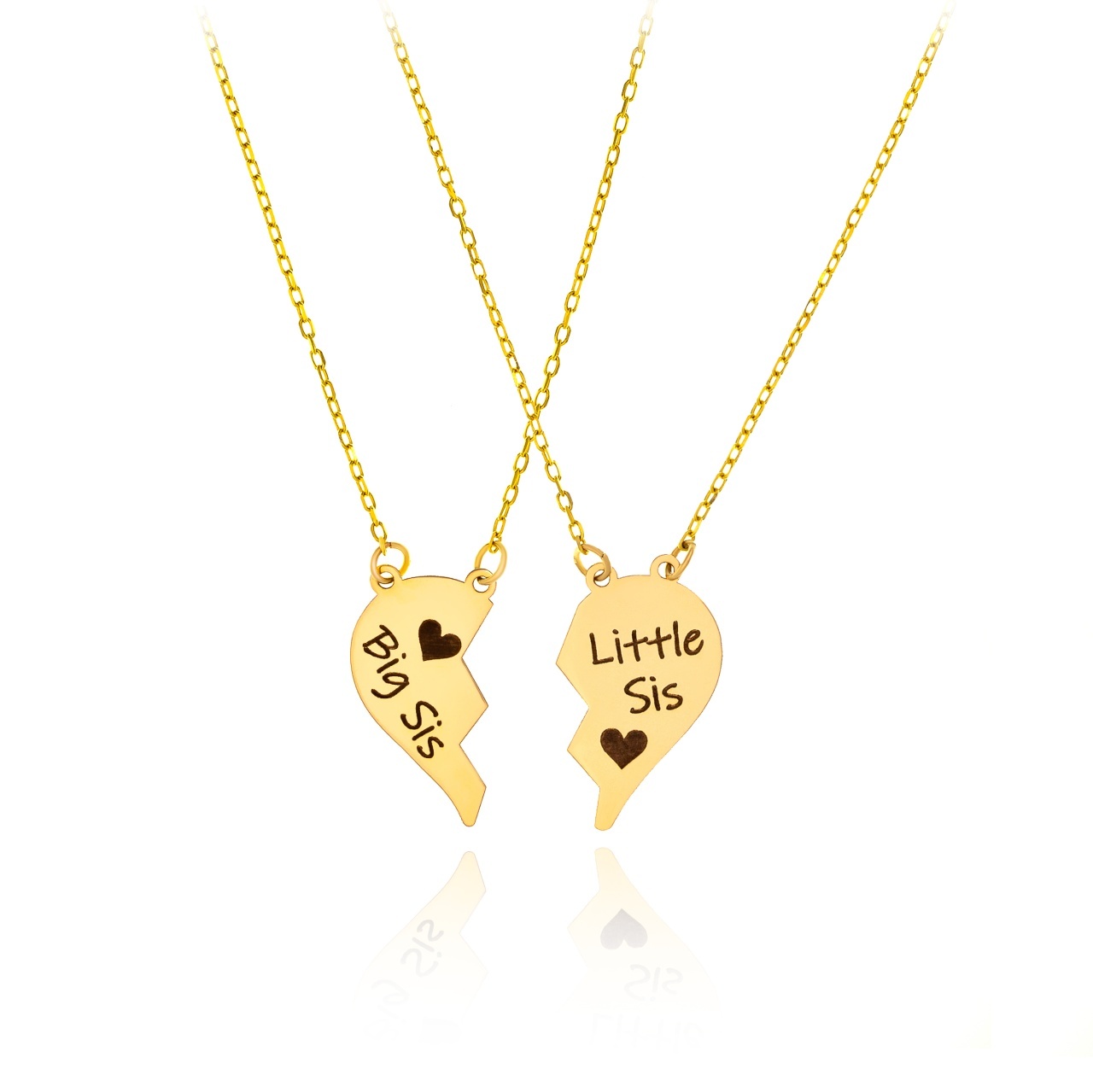 SET 2 Coliere din aur 14k cu jumatati de inima personalizabile