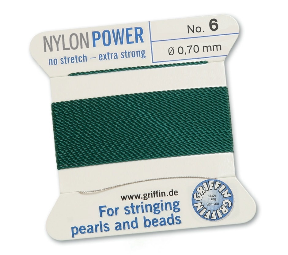 Ata pentru insirat Nylon Power 0.70mm - cu ac atasat - verde