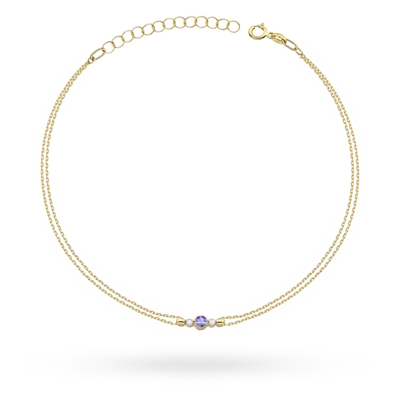 Bratara Aur 14K cu Tanzanit 0.15 ct si Diamante Naturale 0.03 ct