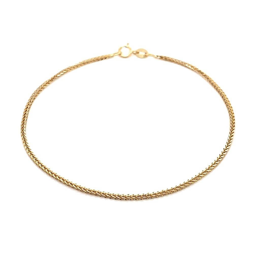 Brățară Aur 14K Model Coadă de Vulpe, Diamată, 18 cm, Lățime 1 mm