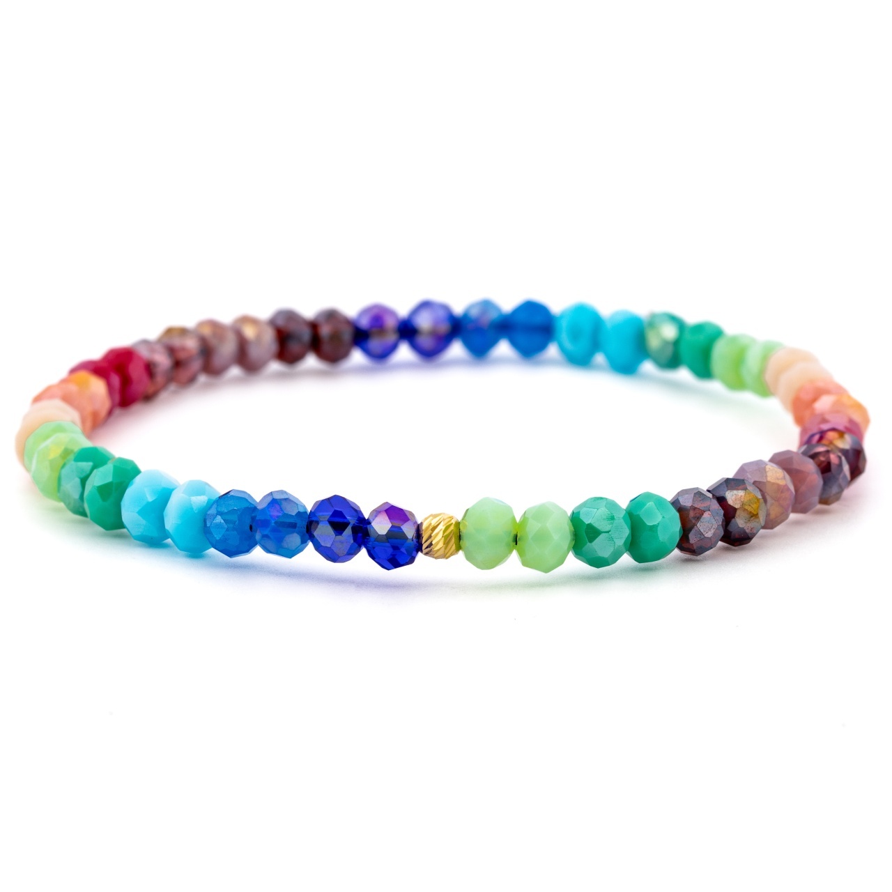 Brățară elastică Rainbow cu o biluță de 3 mm aur 14k
