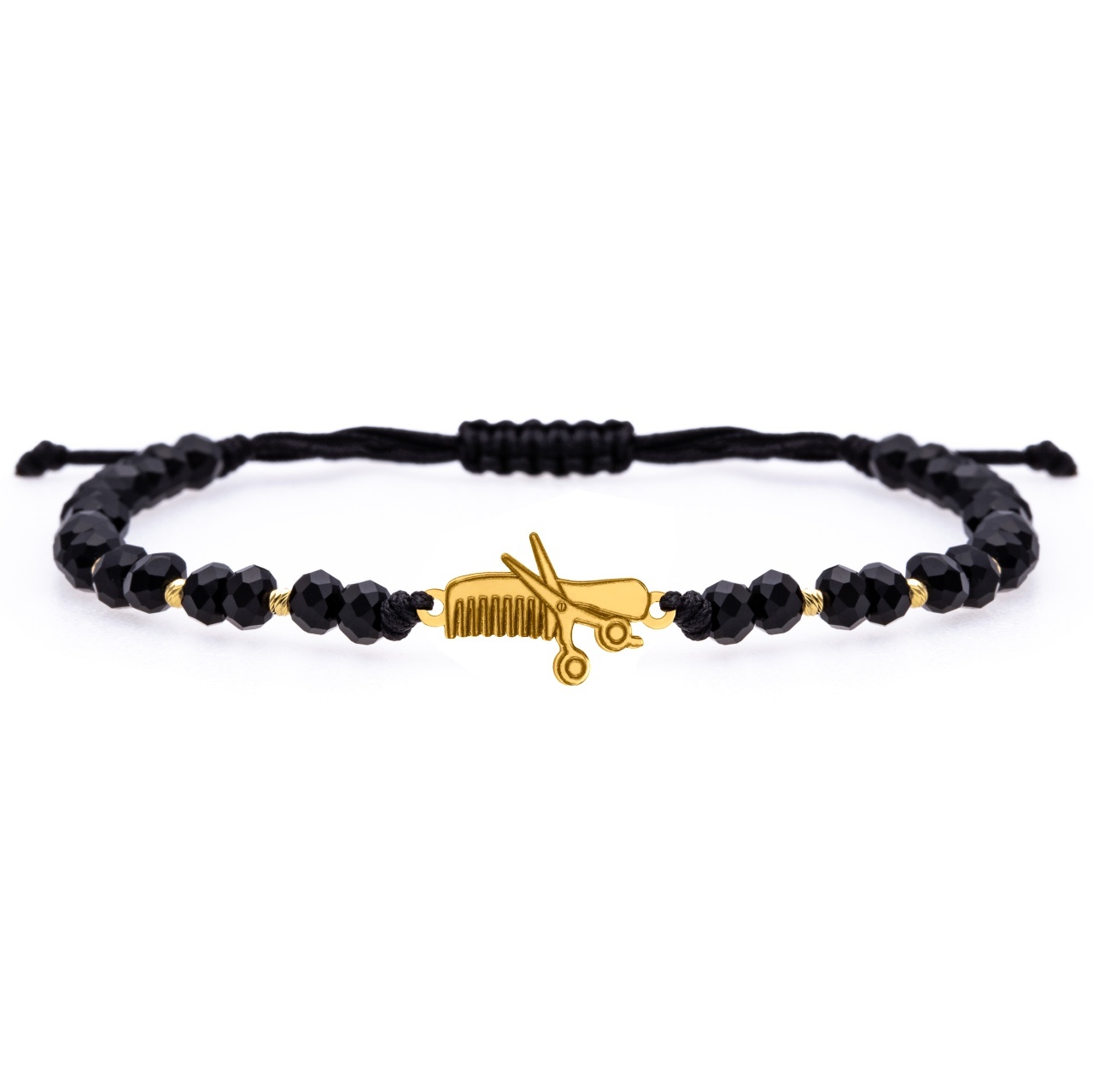 Bratara Hairstylist snur si pieptene/foarfeca din aur 14k - coafura / frizerie