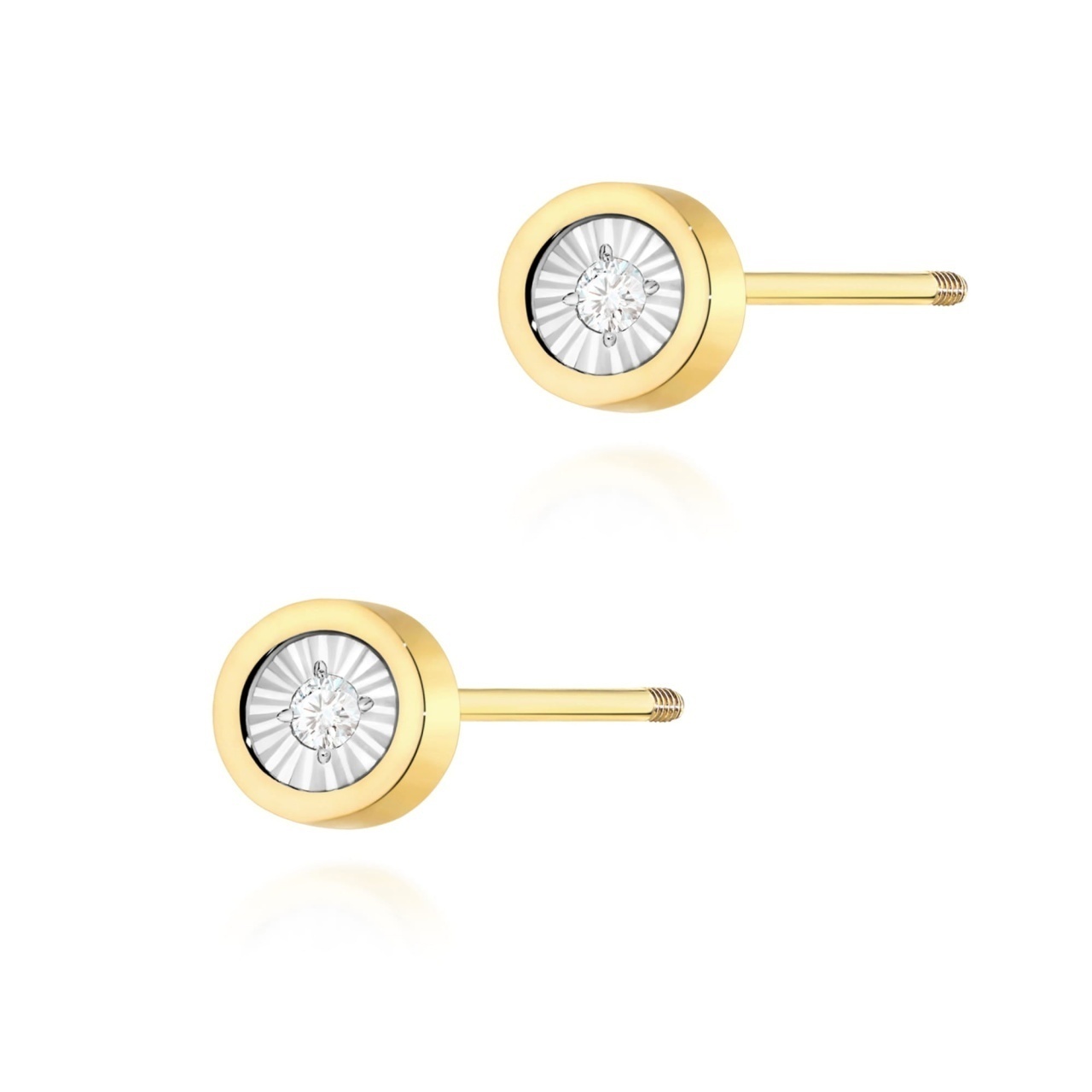 Cercei Aur 14K cu Diamant Natural 0.08 ct Filet cu Protectie