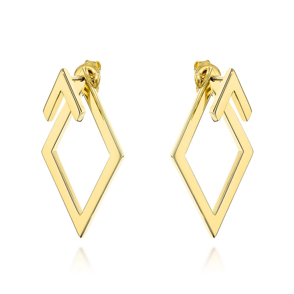 Cercei Aur Galben 14K Rombi Tridimensionali