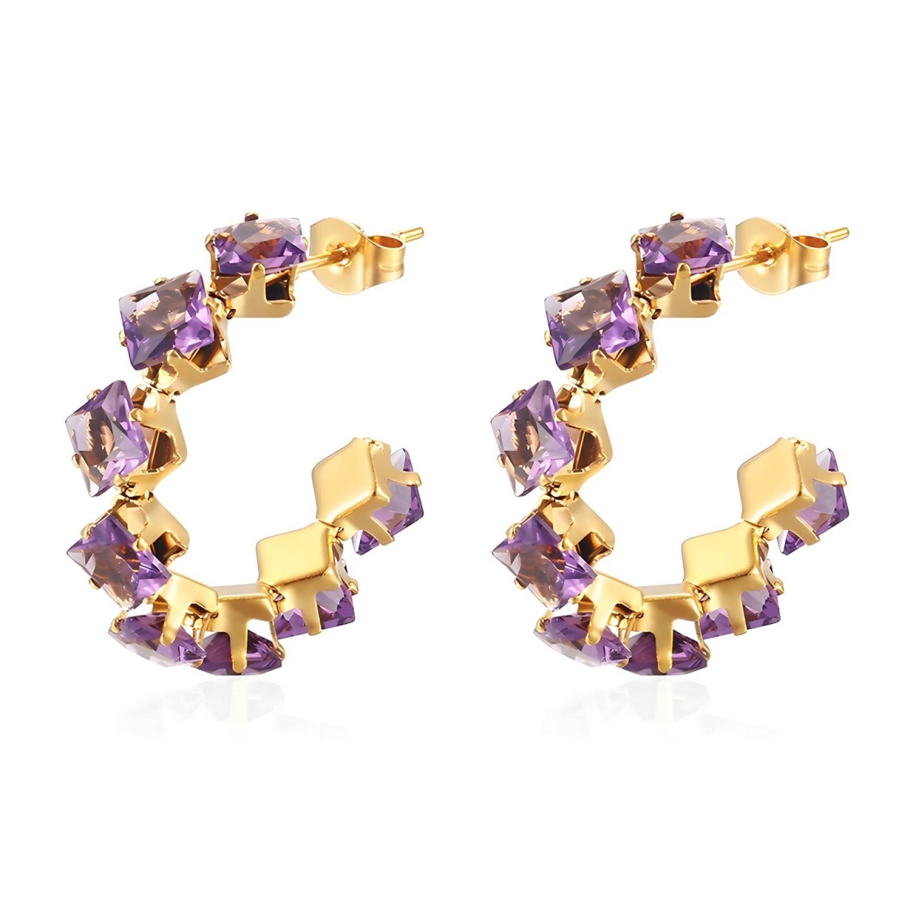 Cercei Celeste din Inox placat cu AUR 18K
