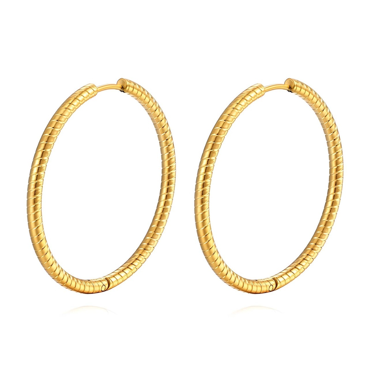 Cercei Creole Lines din Inox placati cu AUR 18K