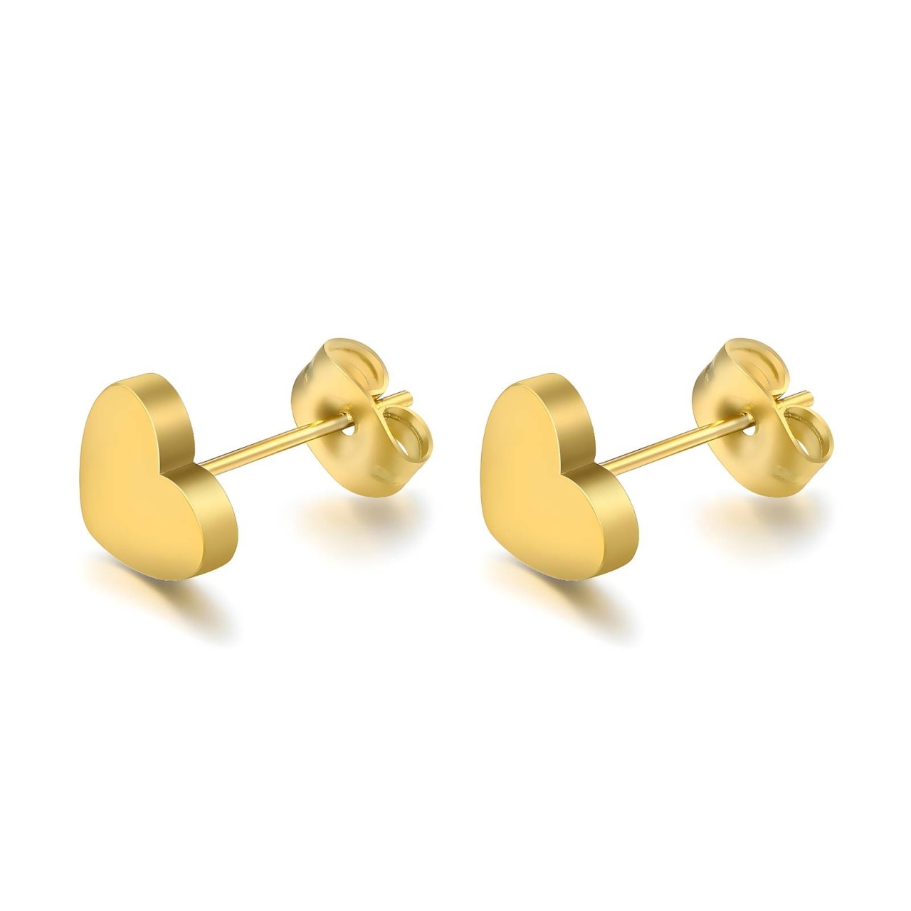 Cercei Inimioare din Inox placati cu AUR 18K