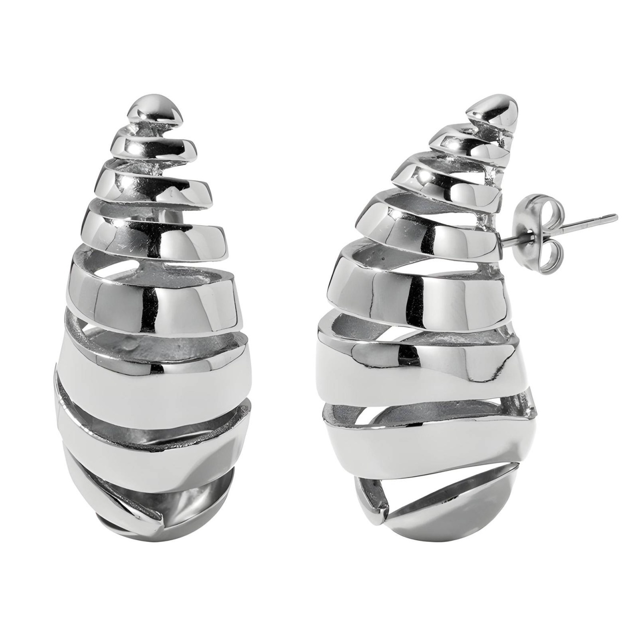 Cercei Teardrop White din Inox placat cu AUR alb