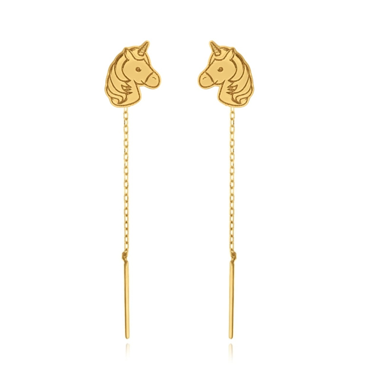 Cercei Unicorn Collection din aur 14k cu lantisor - pentru copii