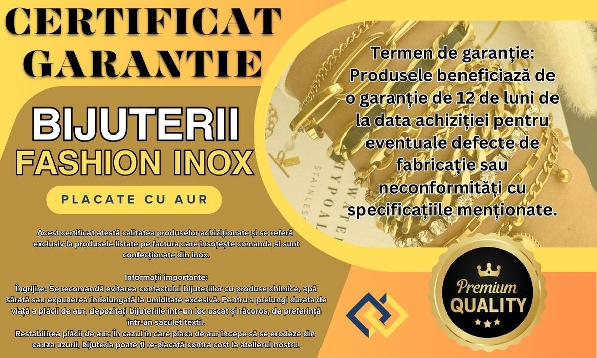 Certificate de garantie tiparite Bijuterii Inox Fashion - set 40 bucati