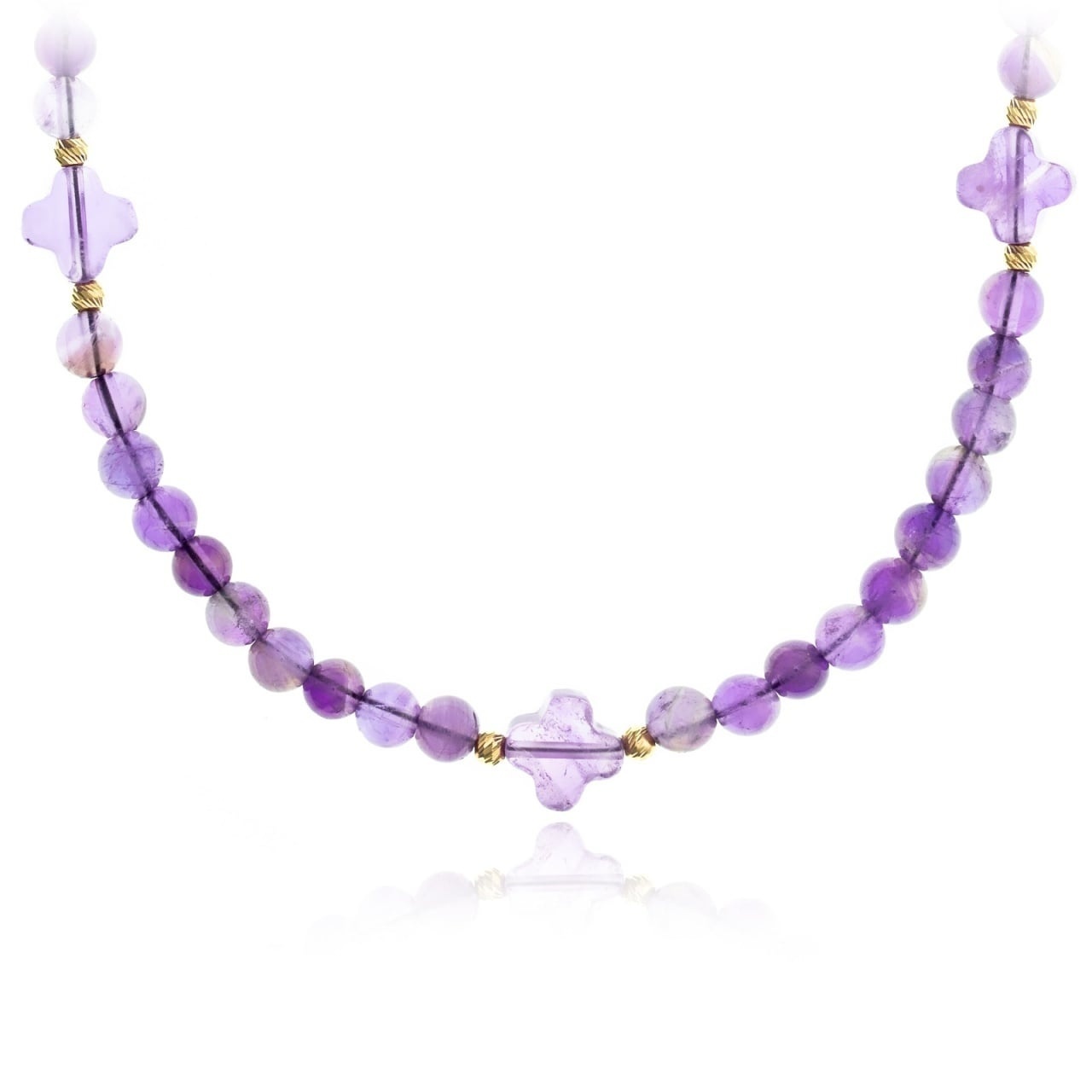 Colier Cross Amethist din AUR 14K și Ametist