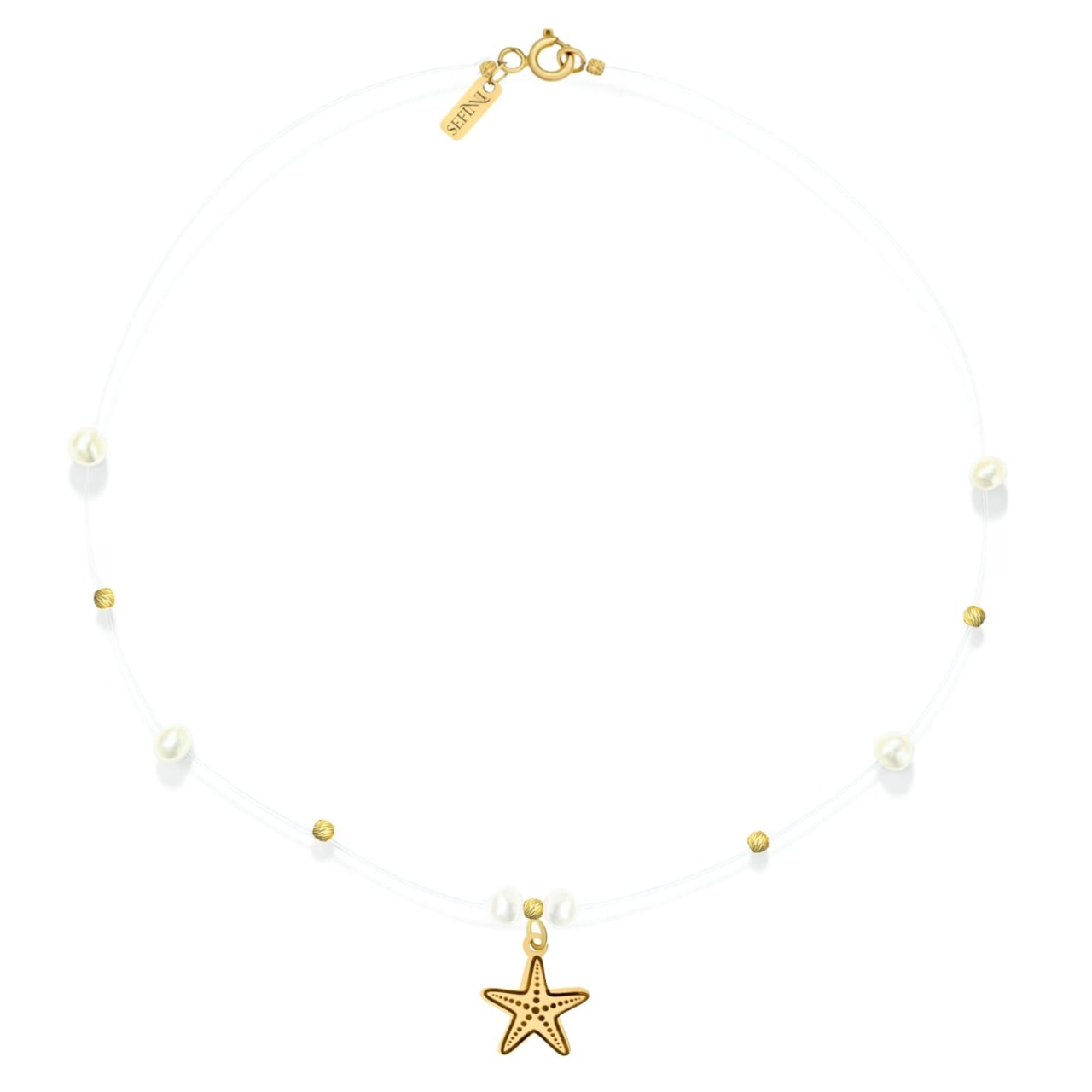 Colier Floating Star din Aur 14K și Perle de Cultură