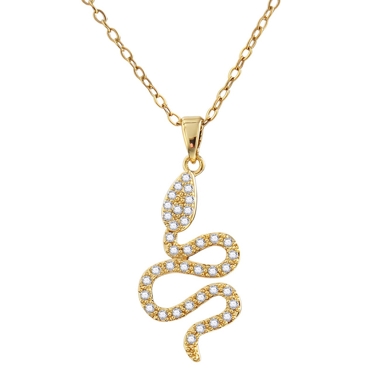 Colier Snake Crystal din Inox placat cu AUR 18K