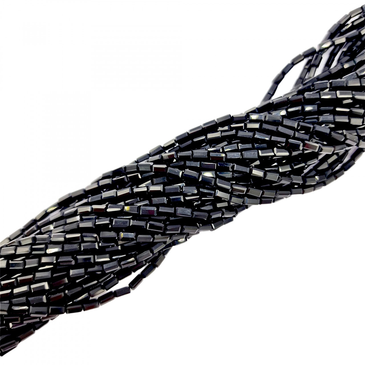 Cristale dreptunghiulare 2x4 mm - șirag aprox 100 bucăți - negru
