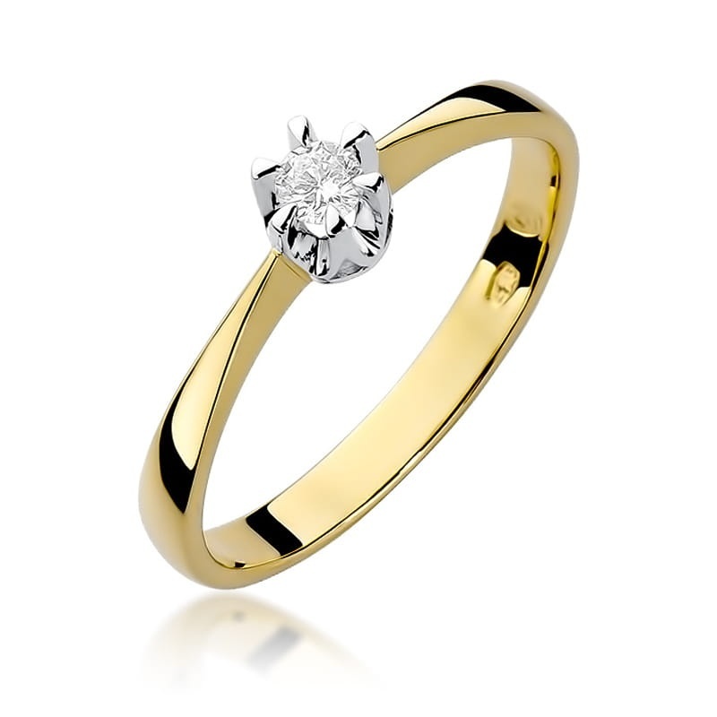 Inel Aur 14K cu Diamant Natural 0.12 ct