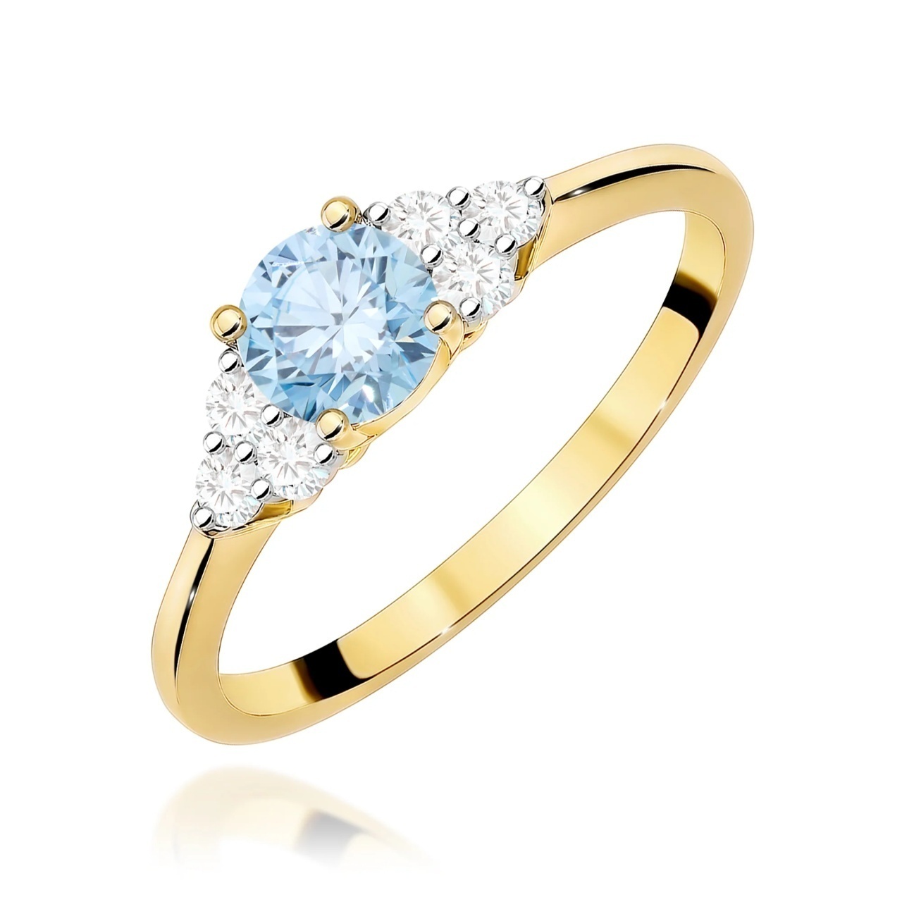 Inel Aur 14K cu Diamante Albastre de Laborator 0.68 ct