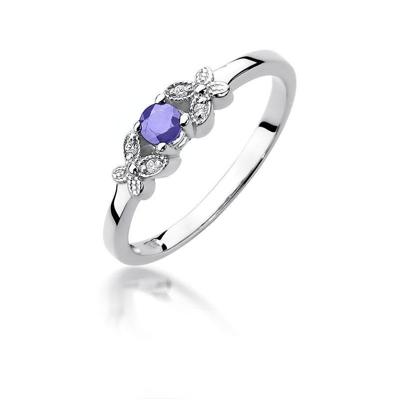 Inel Aur 14K cu Tanzanit 0.15 ct si Diamante Naturale 0.02 ct