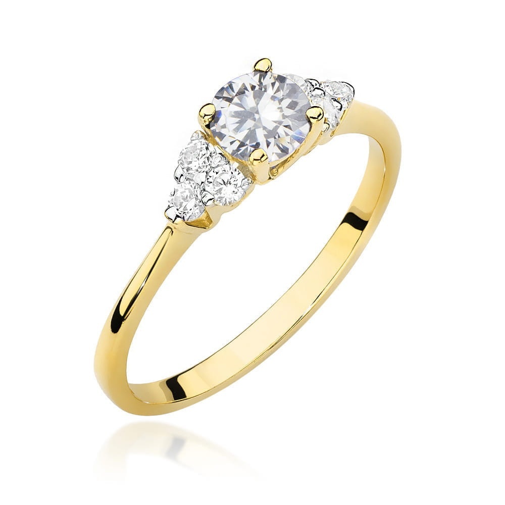 Inel Aur 14K cu White Sapphire 0.60 ct si Diamante Naturale 0.18 ct