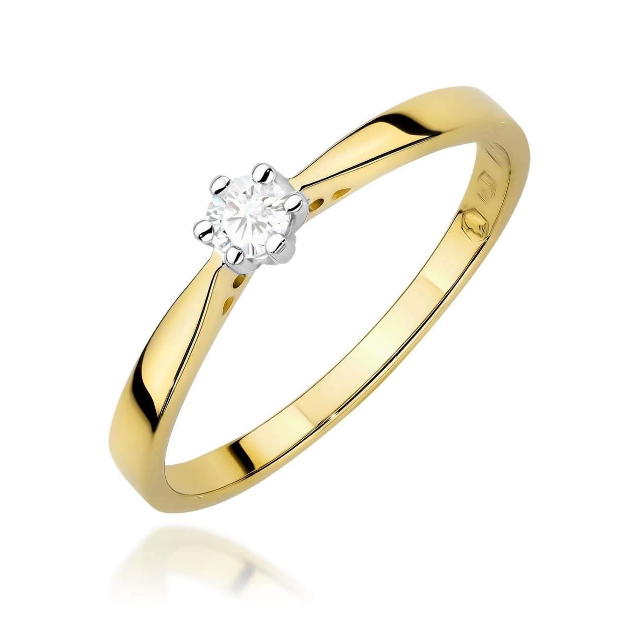 Inel Aur 9K cu Diamant Natural 0.10 ct