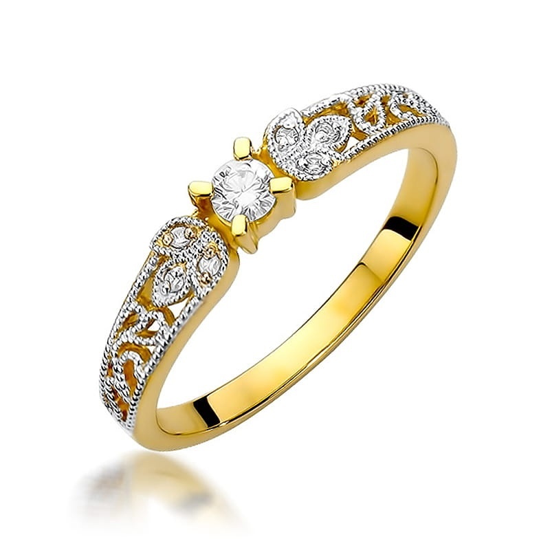 Inel Aur 9K cu Diamante Naturale 0.13 ct