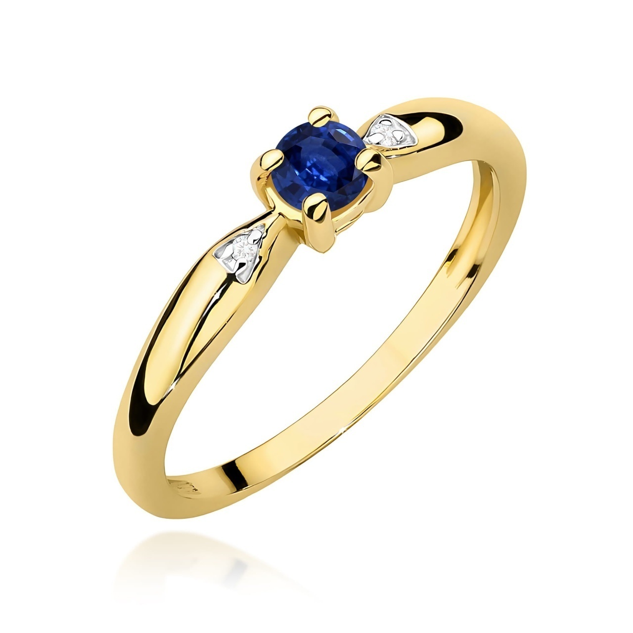 Inel Aur 9K cu Safir 0.15 ct si Diamante Naturale 0.01 ct