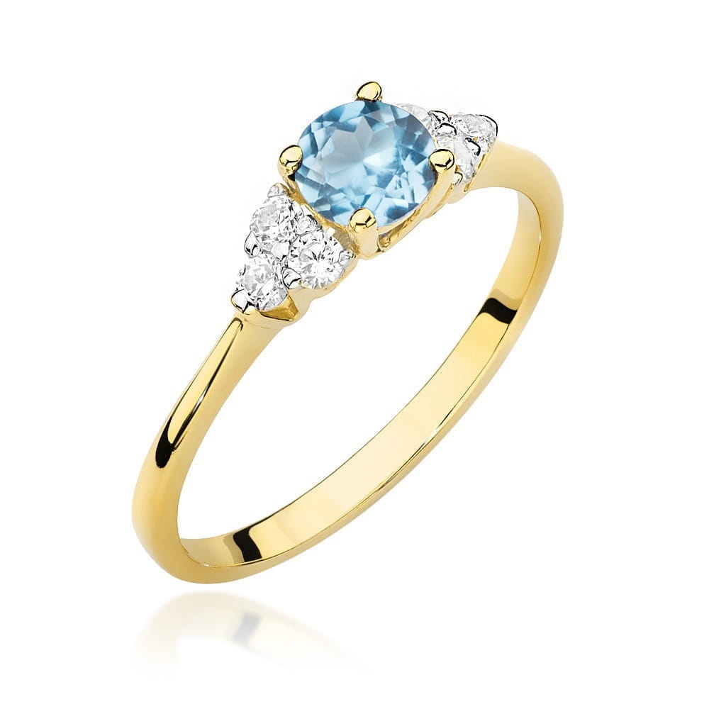 Inel Aur 9K cu Topaz Swiss 0.50 ct si Diamante Naturale 0.18 ct