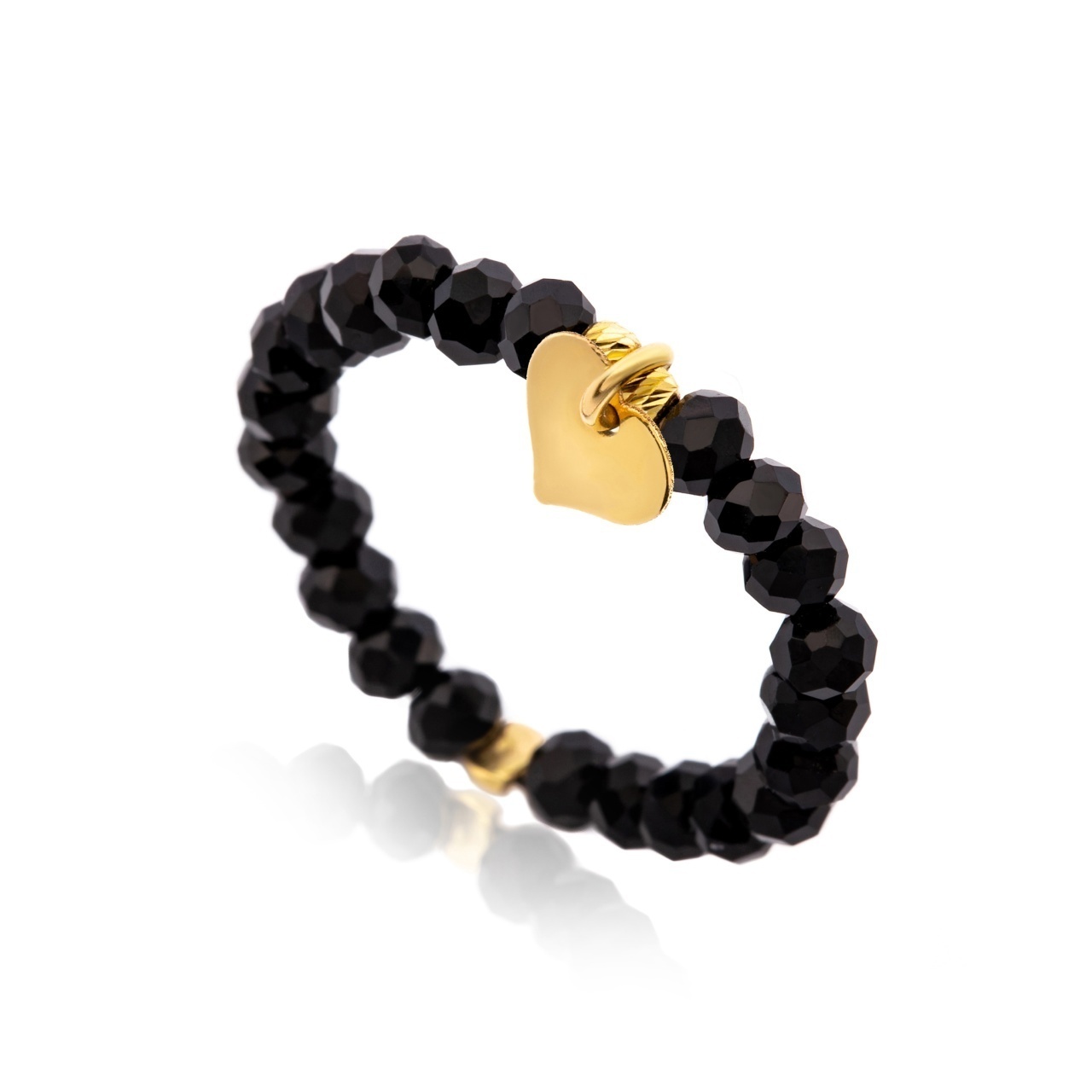 Inel Crystal cu snur si Inimioara din Aur 14K