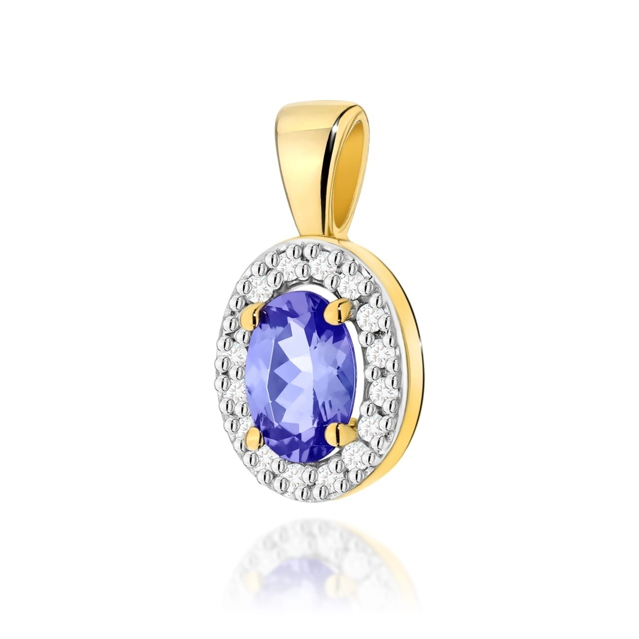 Pandantiv Aur 14K cu Tanzanit 0.40 ct si Diamante Naturale 0.08 ct