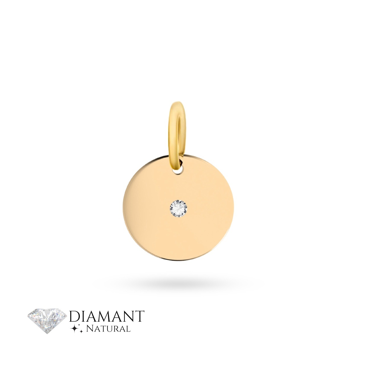 Pandantiv bănuț de 0.7cm cu diamant natural