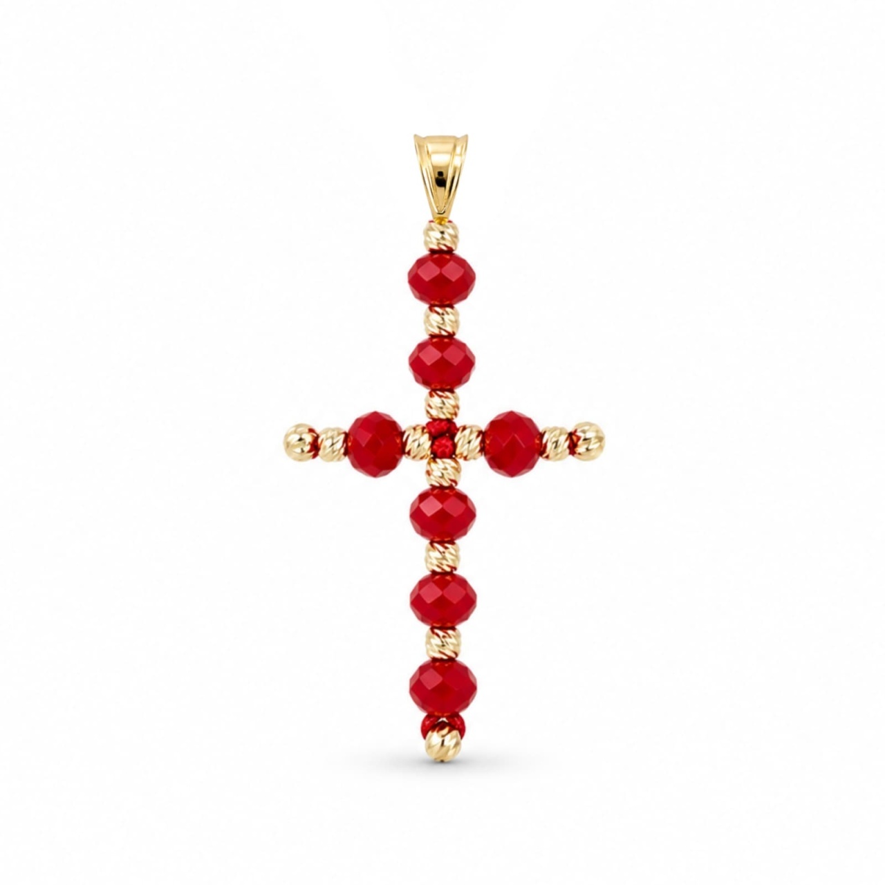 Pandantiv Cruce Ruby Red din AUR 14K