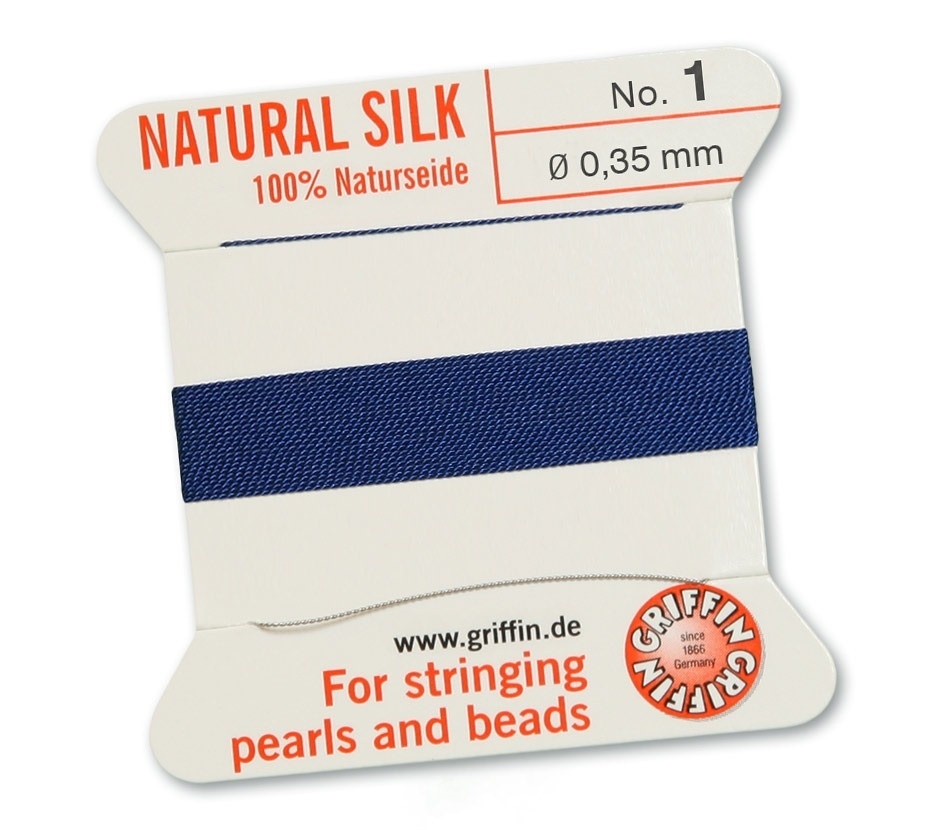 Ata pentru insirat Natural Silk 0.35mm - cu ac atasat - albastru inchis