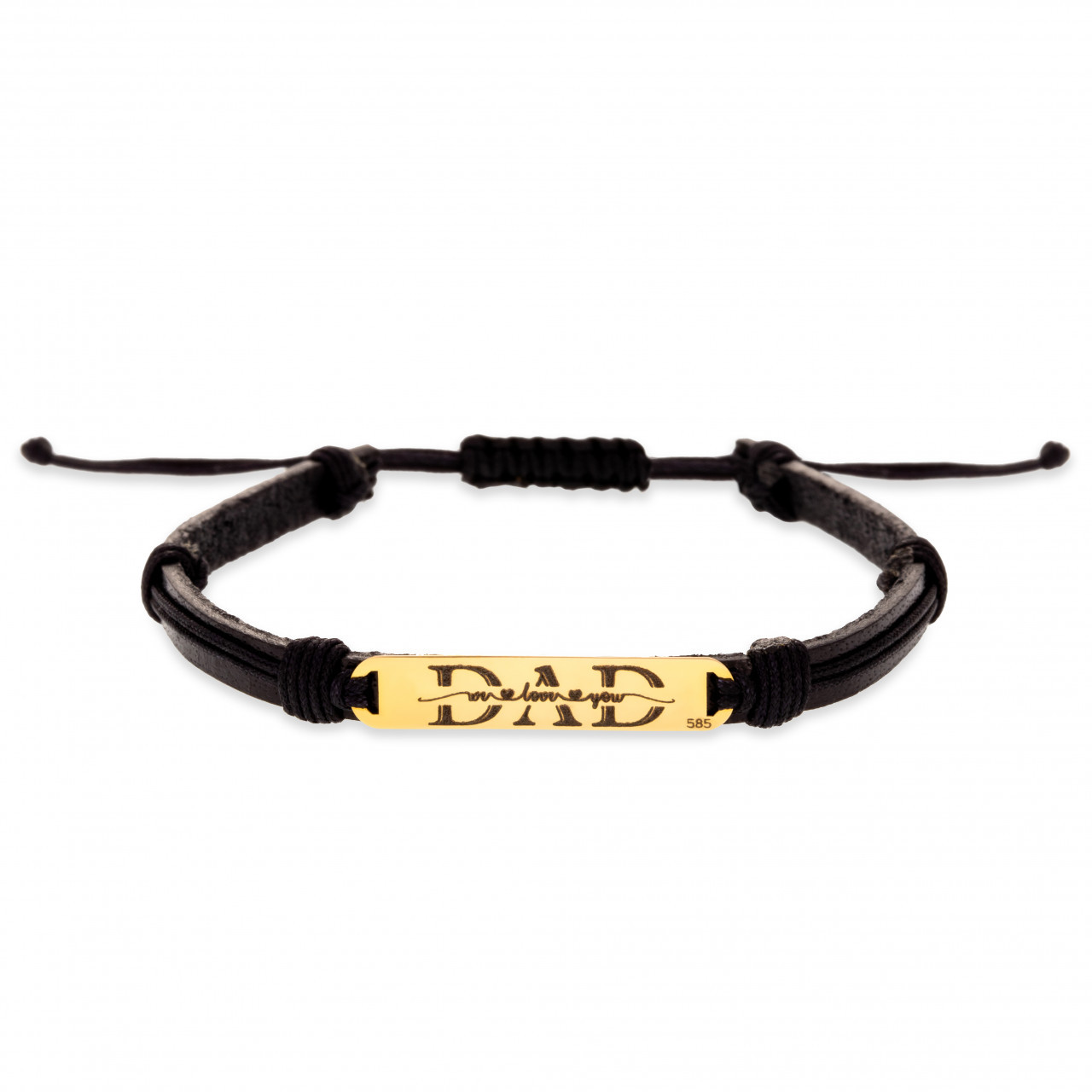 Bratara Dad we love you din AUR 14K si Piele Naturală