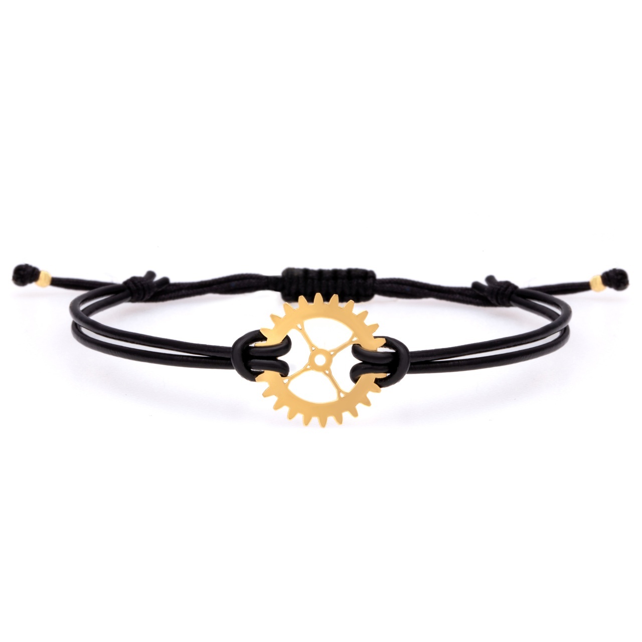 Brățară Mechanical din AUR 14K si Piele Naturală
