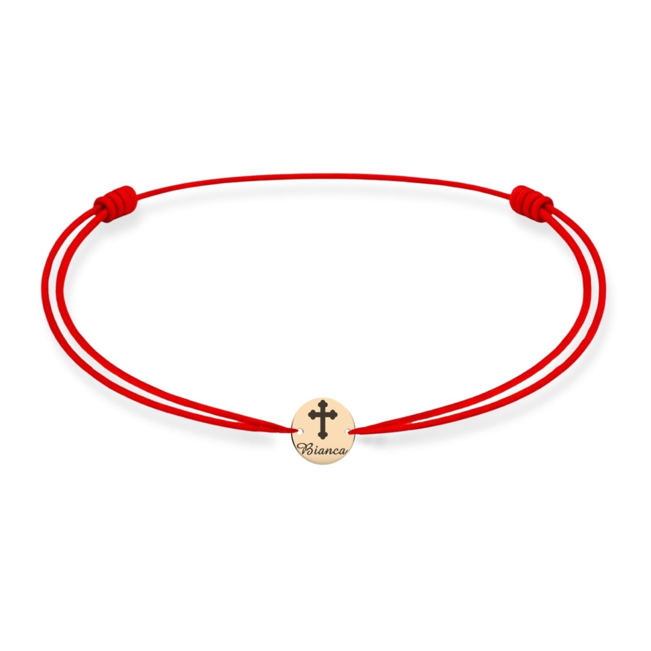 Brățară pentru Copii cu Bănuț 7mm Personalizat cu Nume și Cruce din Aur 14K