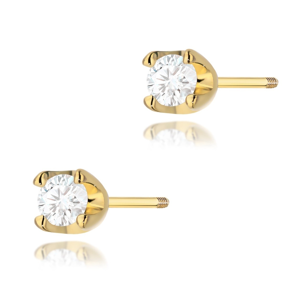 Cercei Aur 14K cu Diamant Natural 0.10 ct Filet cu Protectie