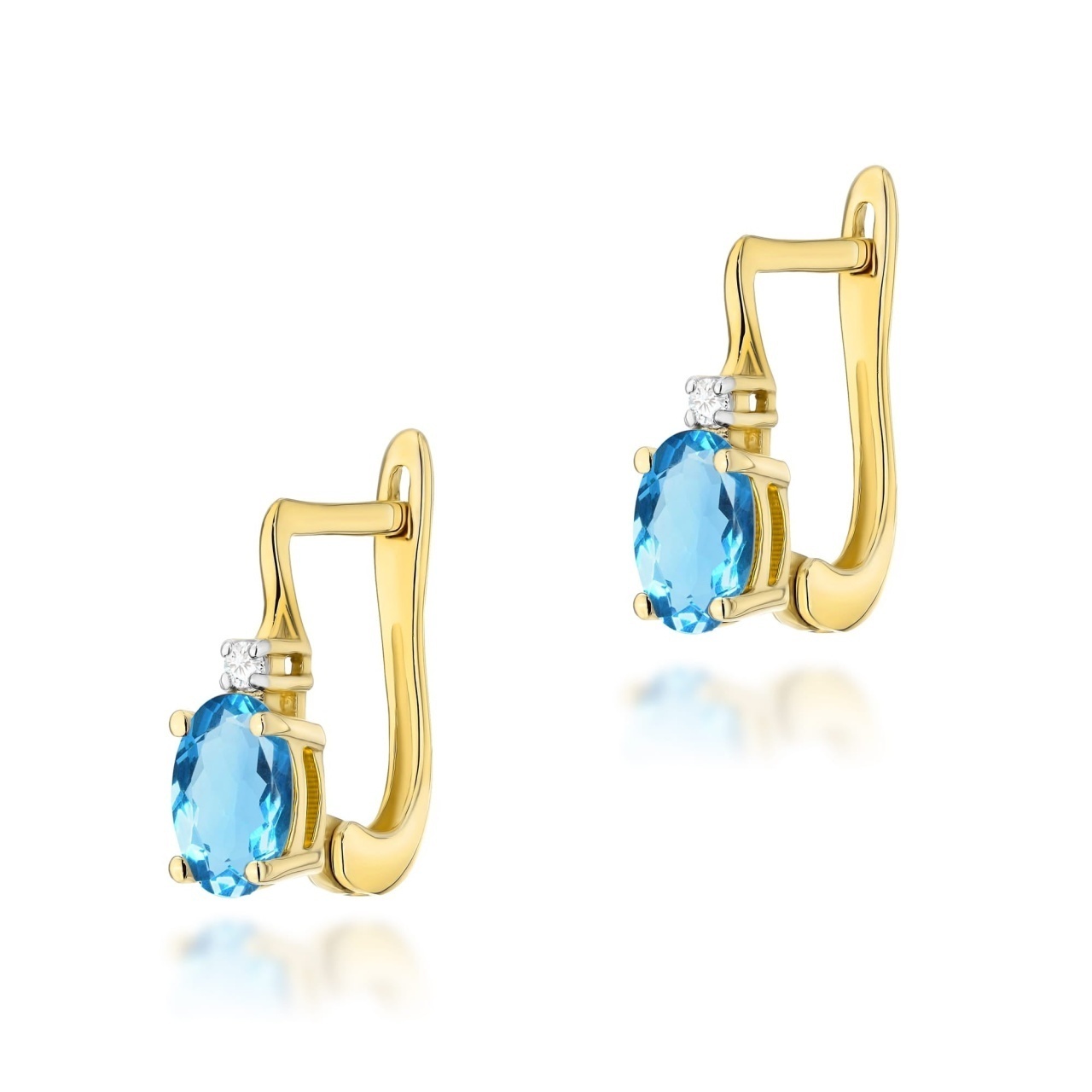 Cercei Aur 14K cu Topaz Swiss 0.50 ct si Diamante Naturale 0.03 ct