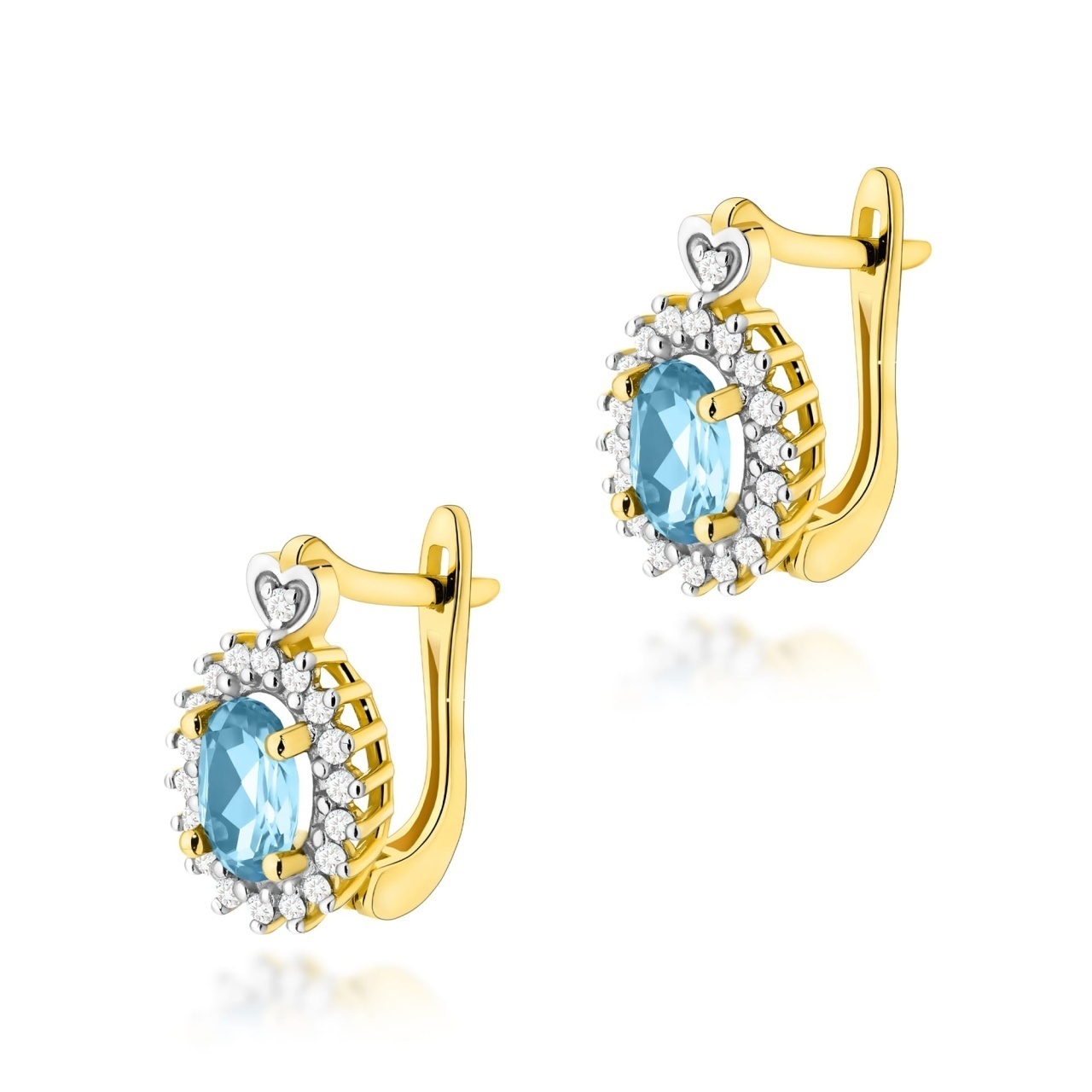 Cercei Aur 14K cu Topaz Swiss 0.50 ct si Diamante Naturale 0.19 ct