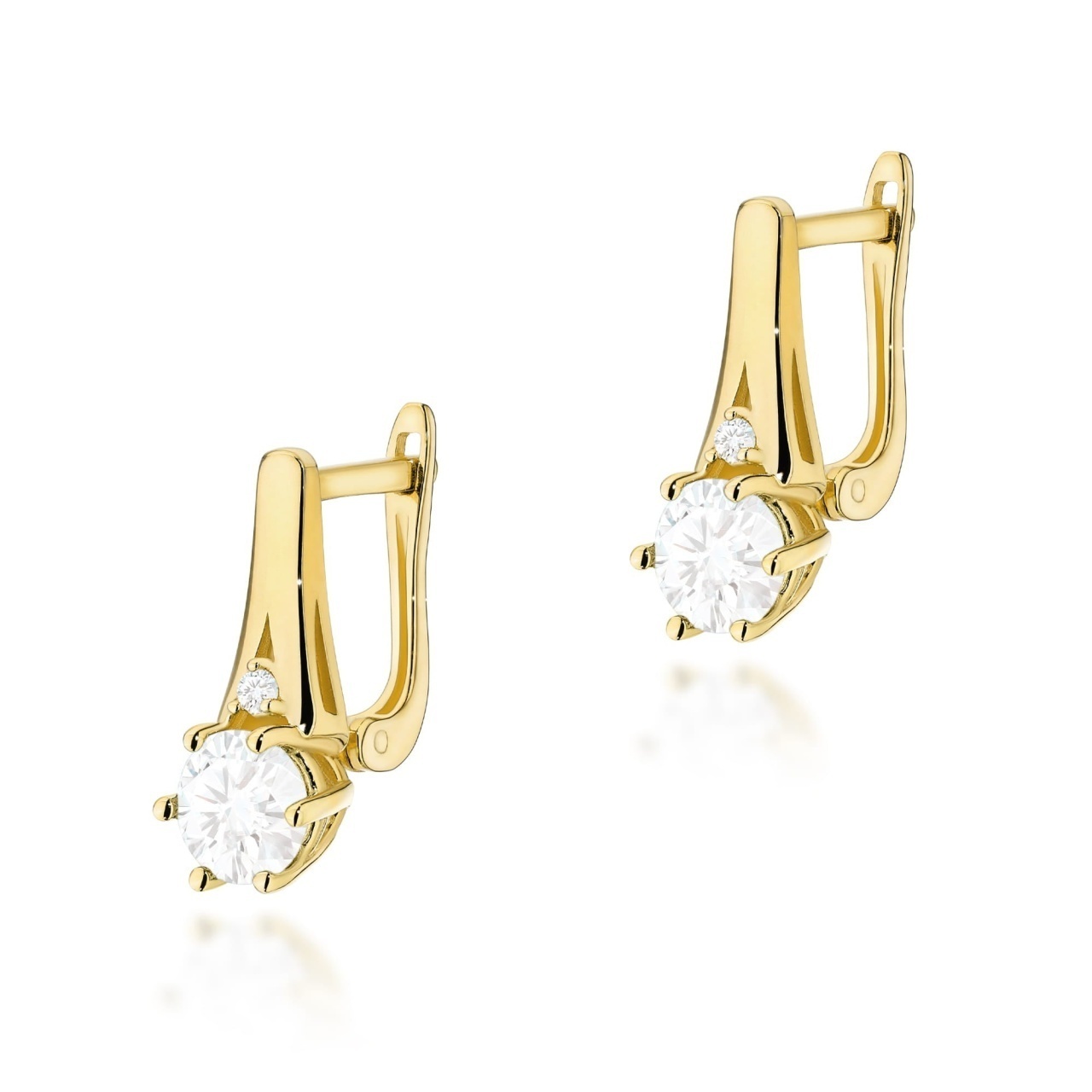 Cercei Aur 14K cu White Sapphire 0.60 ct si Diamante Naturale 0.03 ct