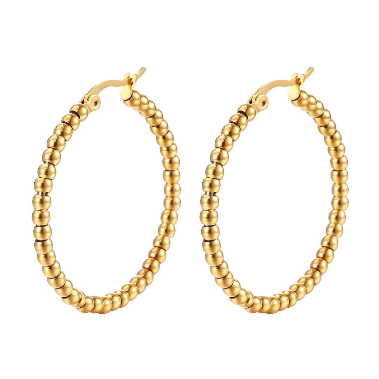 Cercei Creole Dots din Inox placati cu AUR 18K
